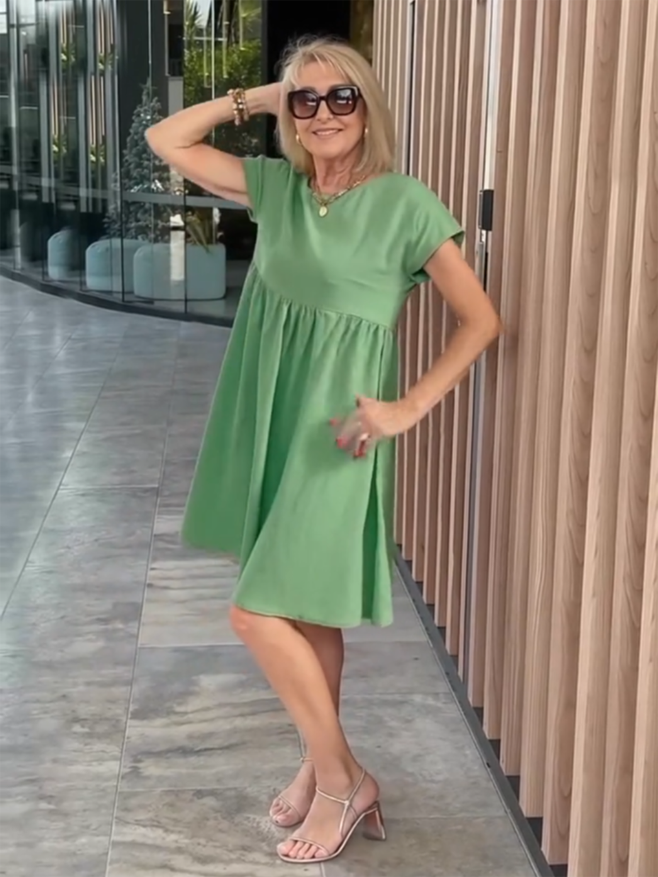 Cotton and Linen A-shaped Skirt Pocket Dress