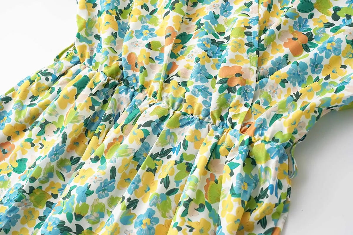 Dress Summer Small Floral Split V-neck Women's Clothing