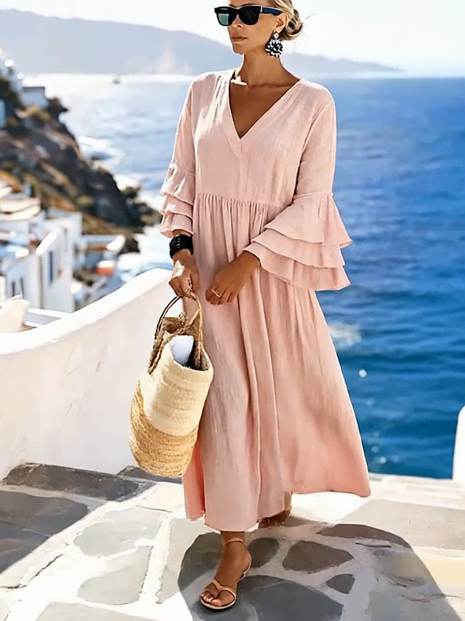 Women'S Casual Solid Color  Dress