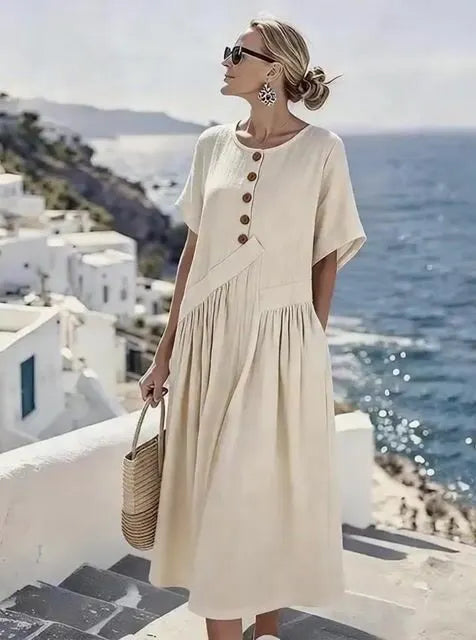 Women'S Casual Loose Pleated Dress