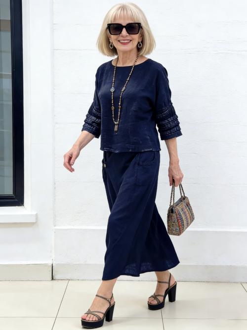 2Pcs Casual Solid Color Loose Skirt Two-piece Set