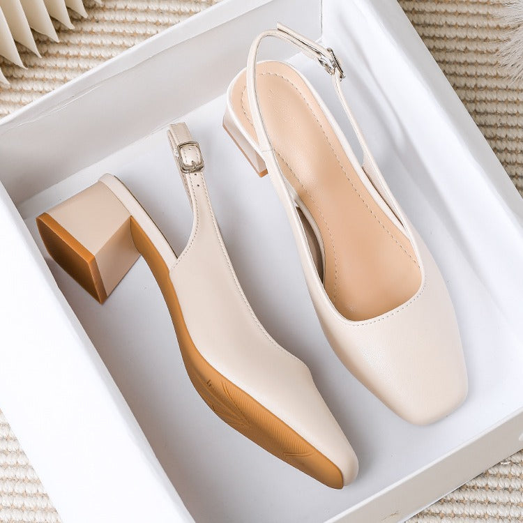 Sandals Summer Square Head Word with Thick Heels Cool Slippers