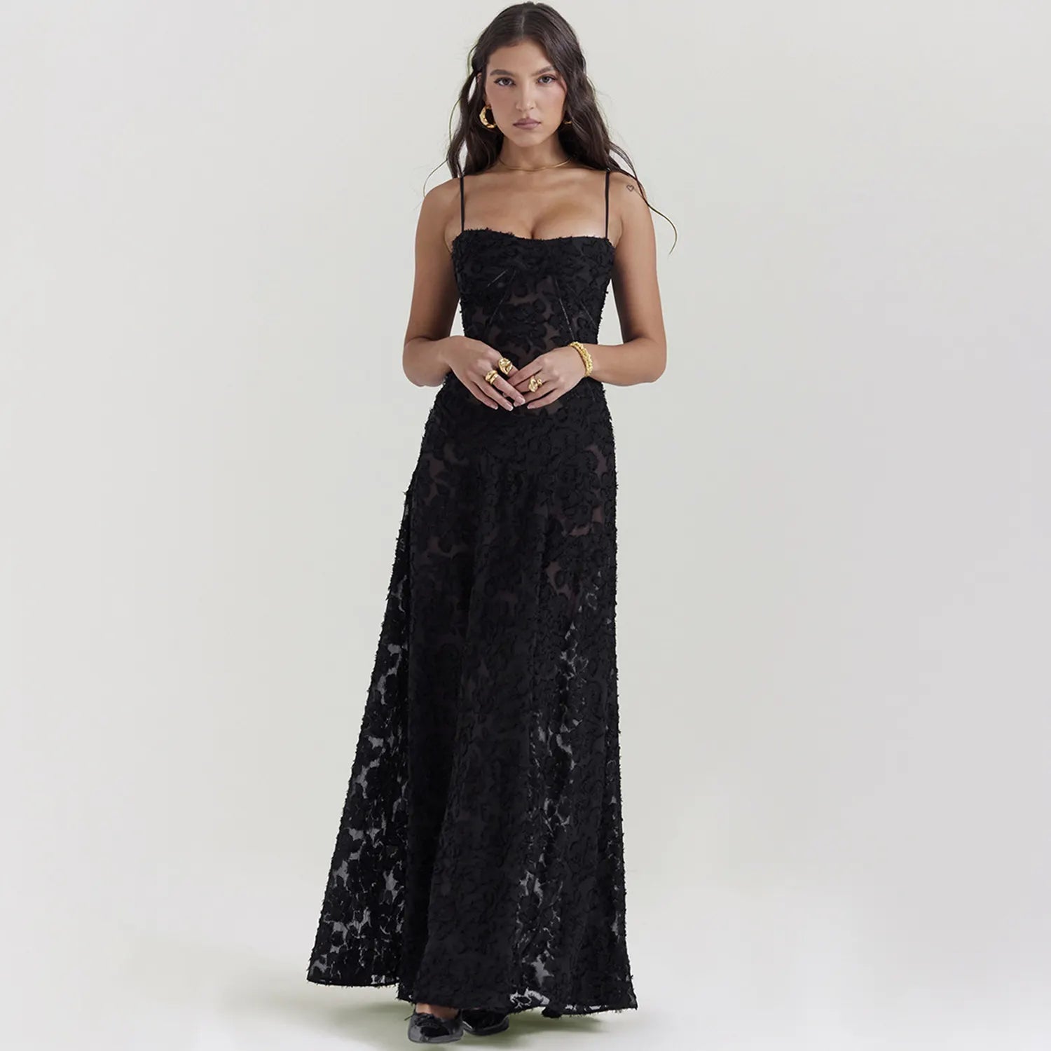Women's Fashion Tube Top Word Collar Evening Dress