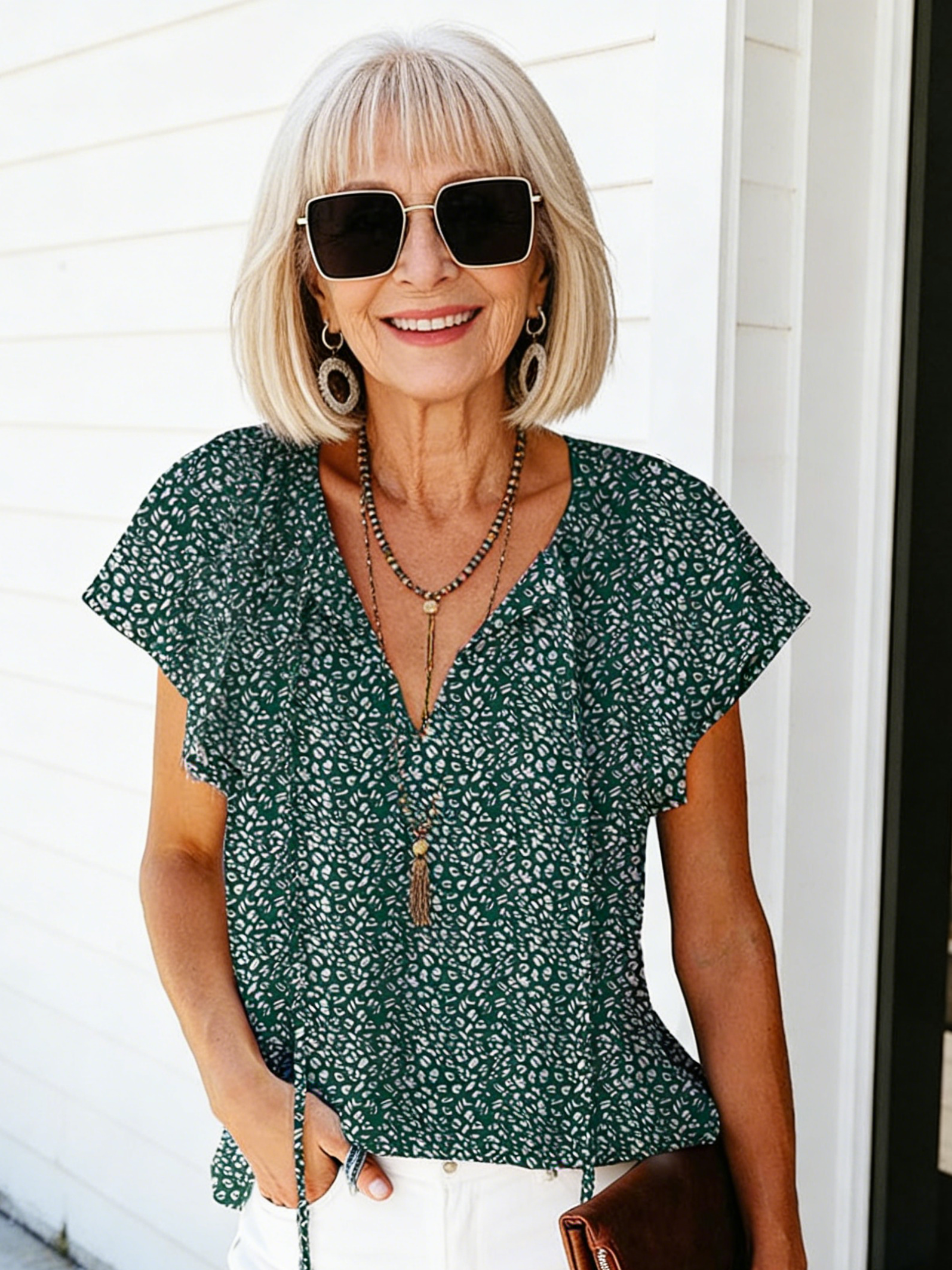 Vibrant Floral Short Sleeve Ruffle Tops - Loose Fit, V Neck, Casual, Boho Chic, Summer & Fall Essential - Womens Blouses for Everyday Wear