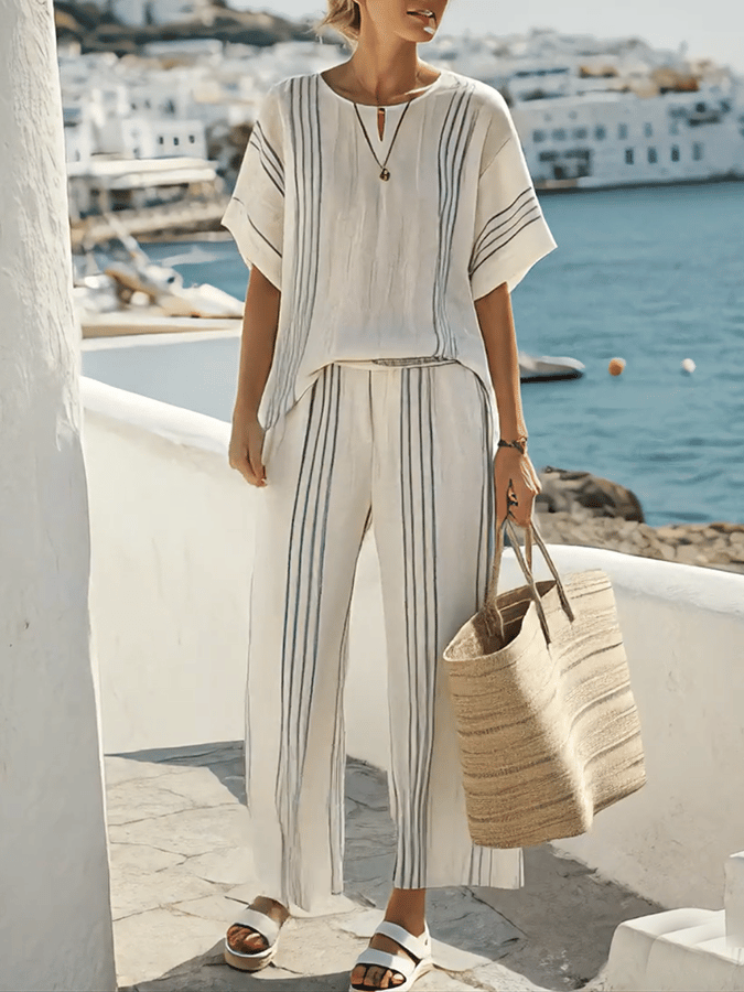 Women'S Loose Striped Pants Suit