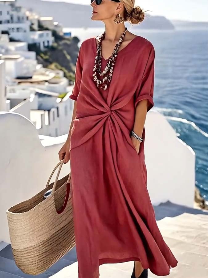 Women'S Loose Solid Color Dress