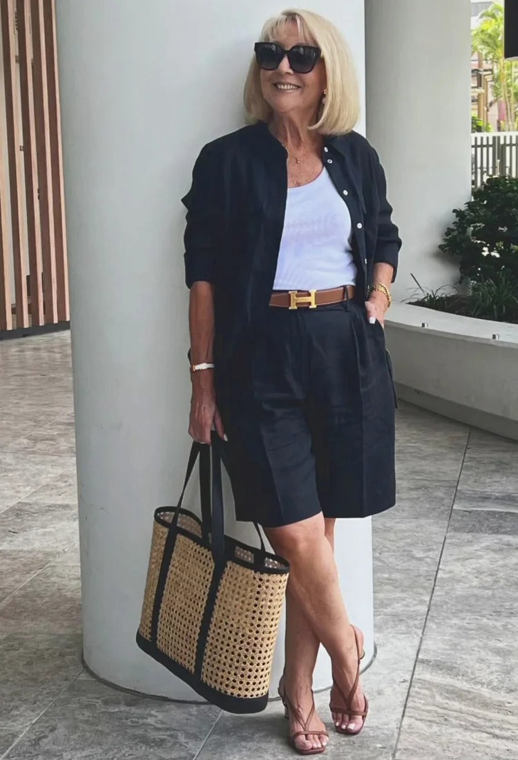 Two-piece Suits Stylish Lapel Collar Suit Shorts  Blazer Coat