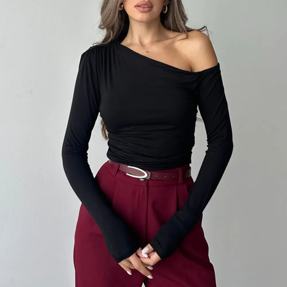 Women's Solid Color Casual Long Sleeve Bottoming Shirt