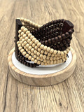 Women's Bohemian Retro Mixed Color Popular Elastic Wood Bead Bracelet