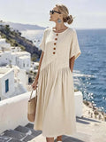 Women'S Casual Loose Pleated Dress