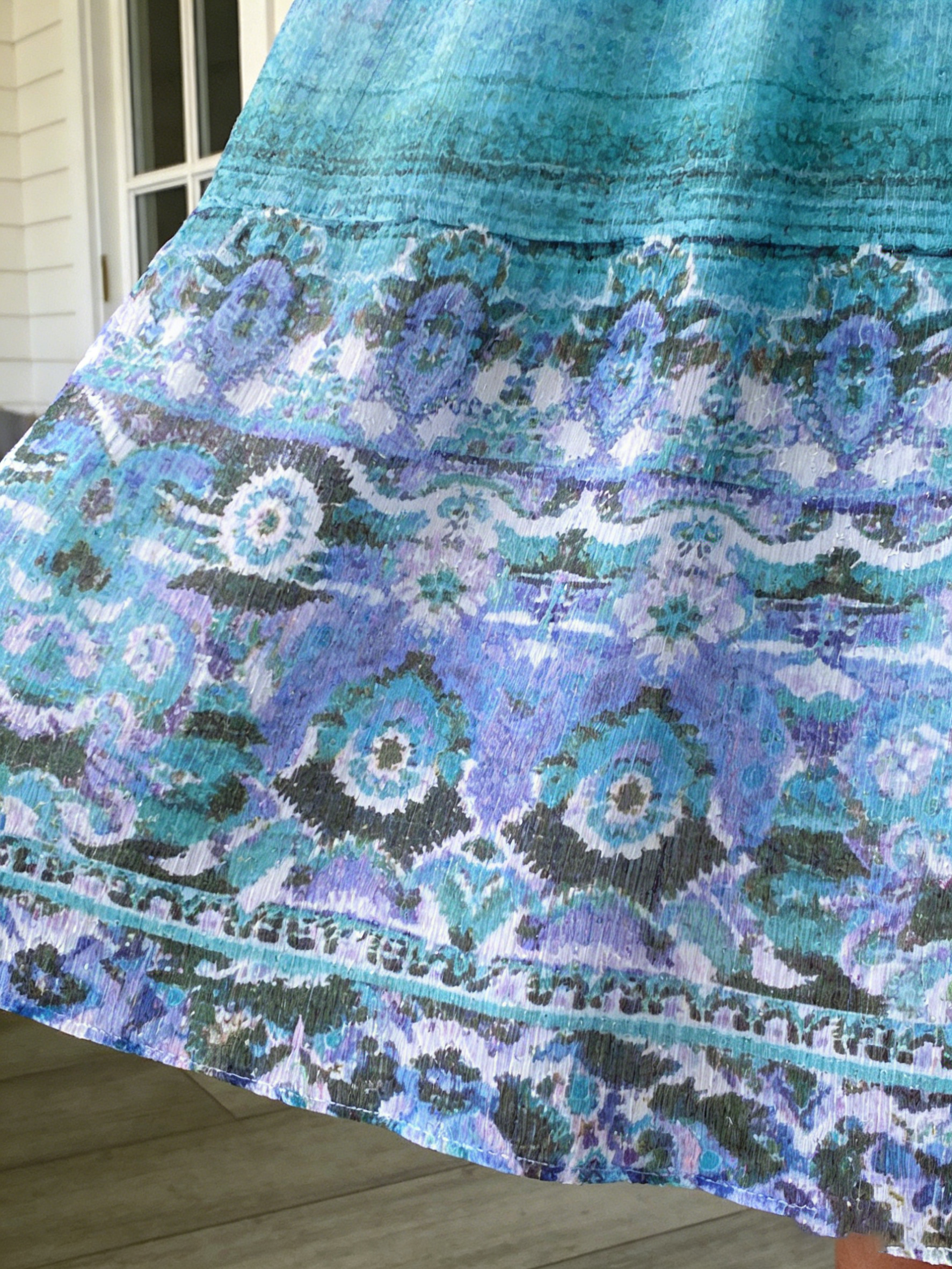 Floral Print Loose Round Neck Sleeveless Shuttle Medium and Long Dress