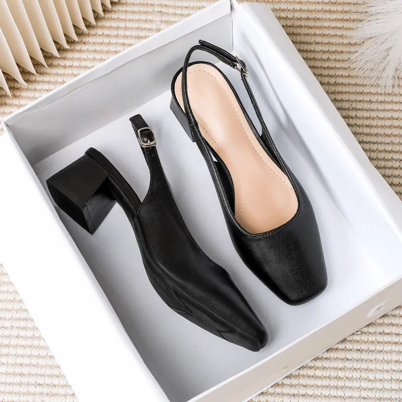 Sandals Summer Square Head Word with Thick Heels Cool Slippers