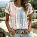 Women's Vintage Floral Lace Art Embroidery Cotton Linen Top