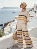 Women'S Casual V-Neck Printed Wide-Leg Pants Set