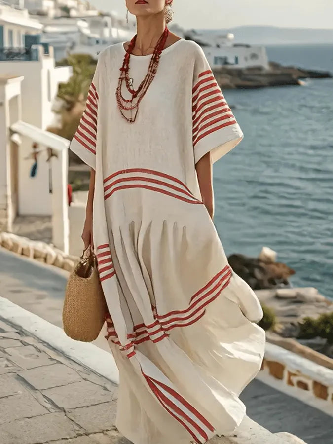 Women'S Loose Contrast Striped Dress
