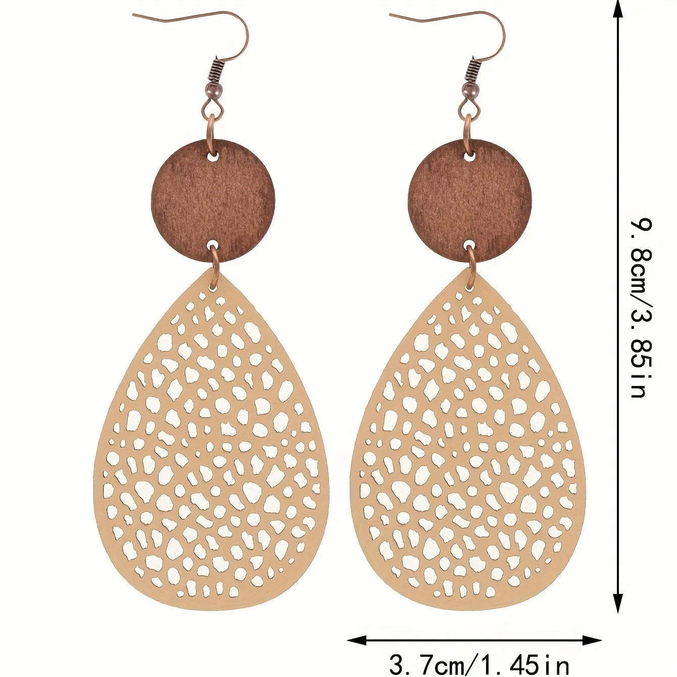 Boho Style Dangle Earrings Hollow Waterdrop Design Match Daily Outfits Party Accessories Gift For Family/ Friends/ Lover