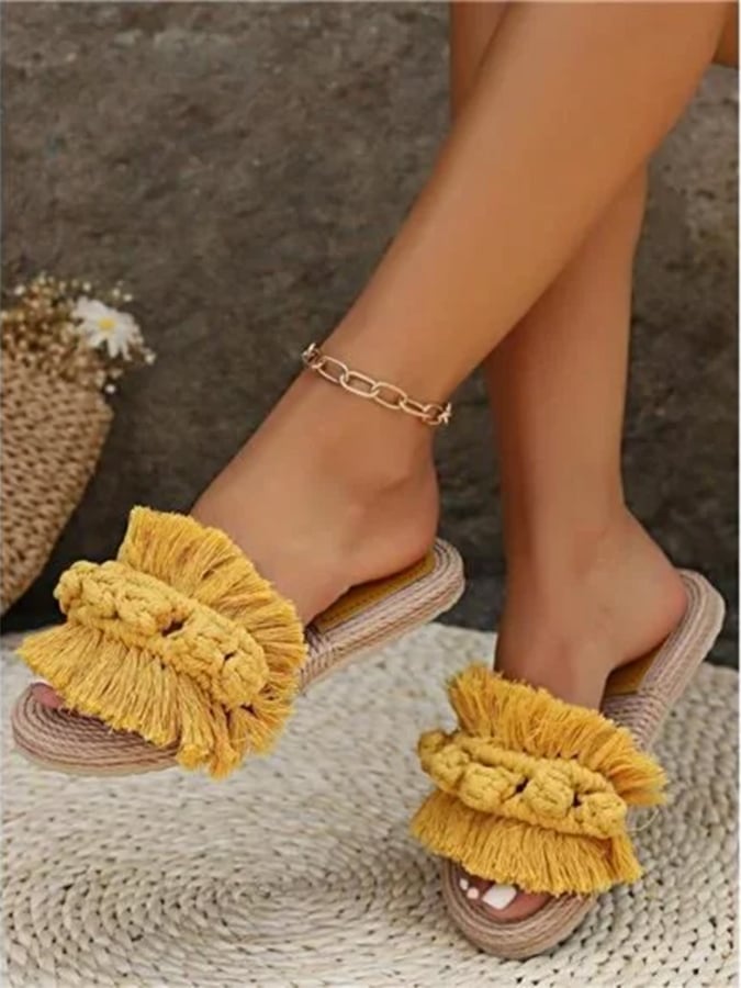 Women's Hemp Rope Sole Holiday Slippers