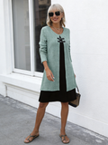Contrasting Color Fake Two-piece Button Slim Dress