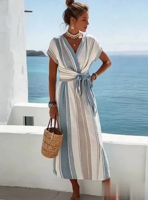 Women'S Loose Striped Print Dress