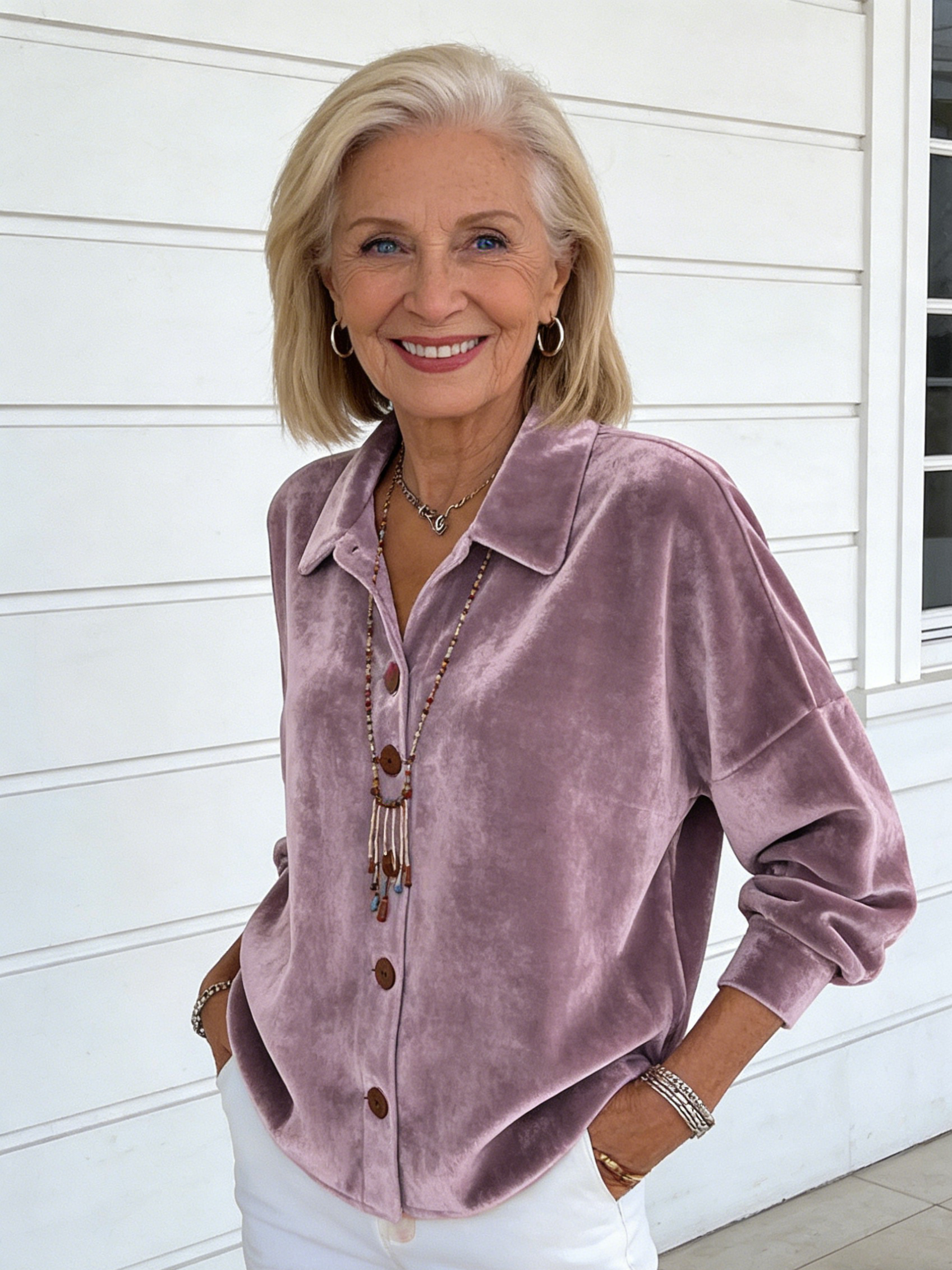 Casual Long-sleeved Shirt Collar Cardigan Golden Velvet Multi-colored Blouse Shirt