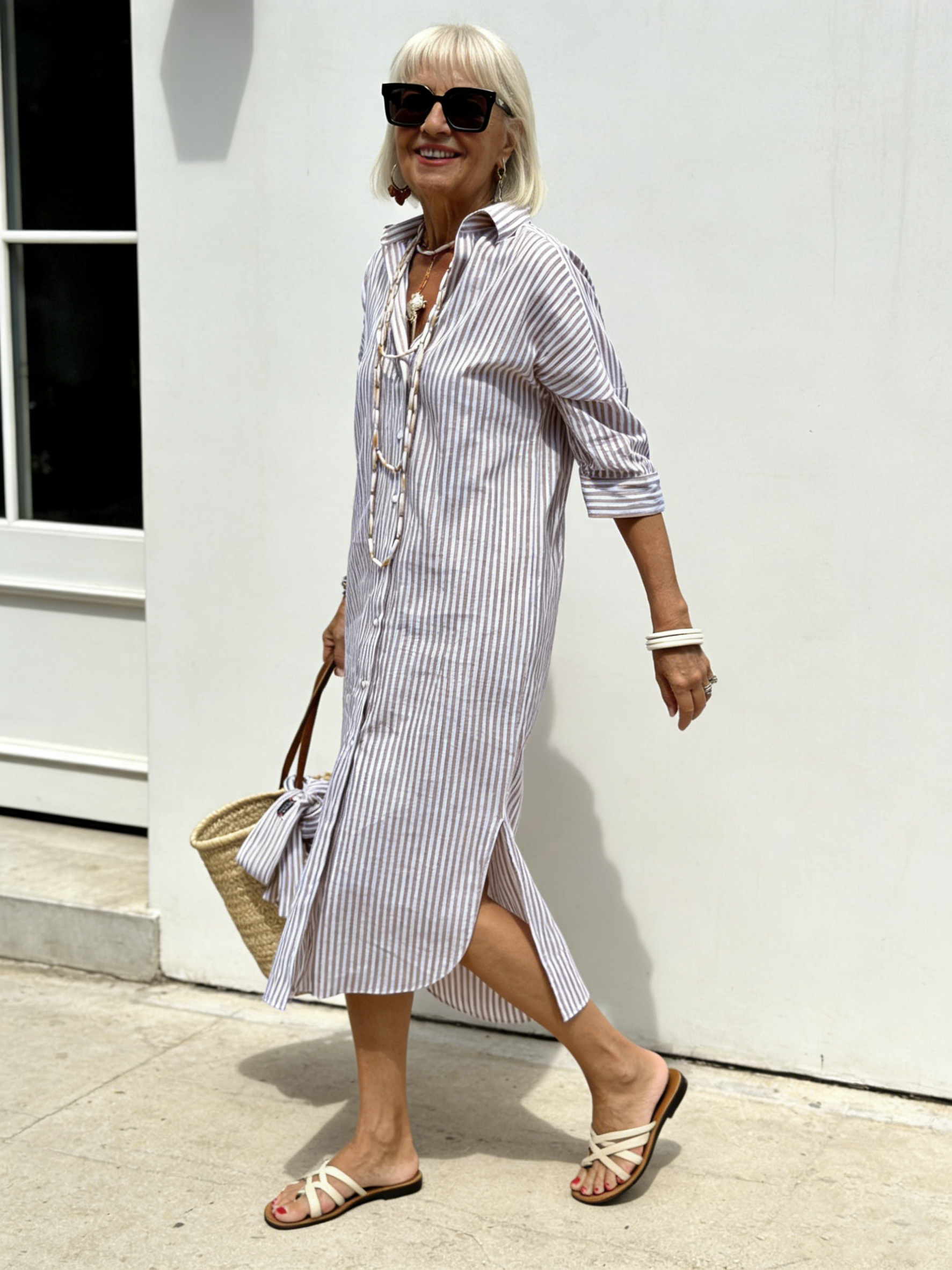 Striped Slim Fit Dress Cardigan Belt