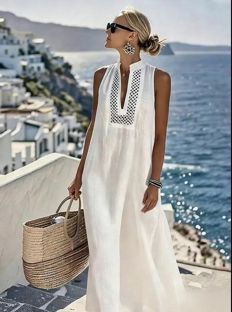 Women's Casual Solid Color Cotton Linen Dress