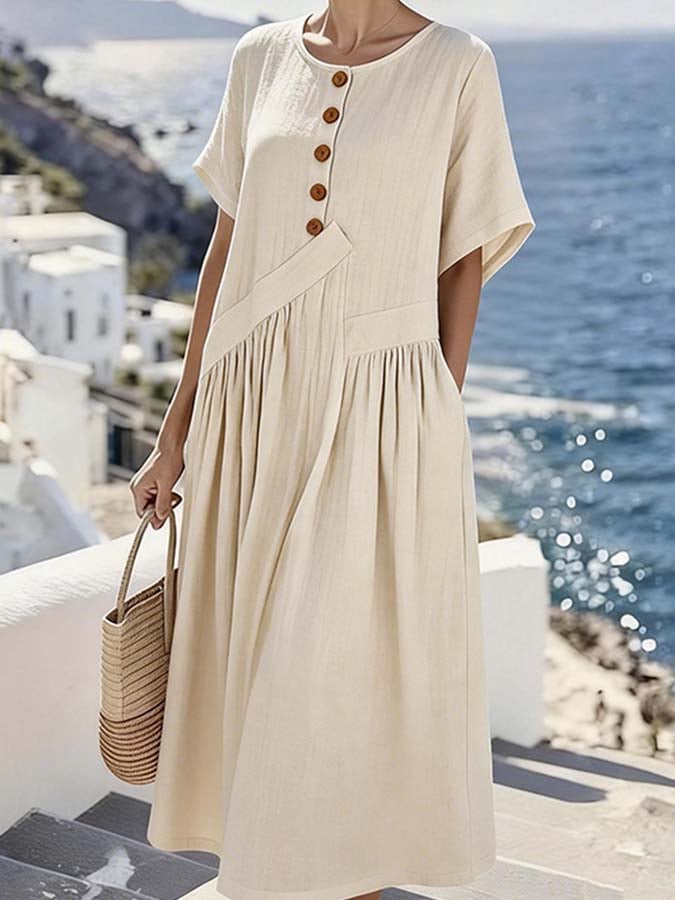 Women'S Casual Loose Pleated Dress