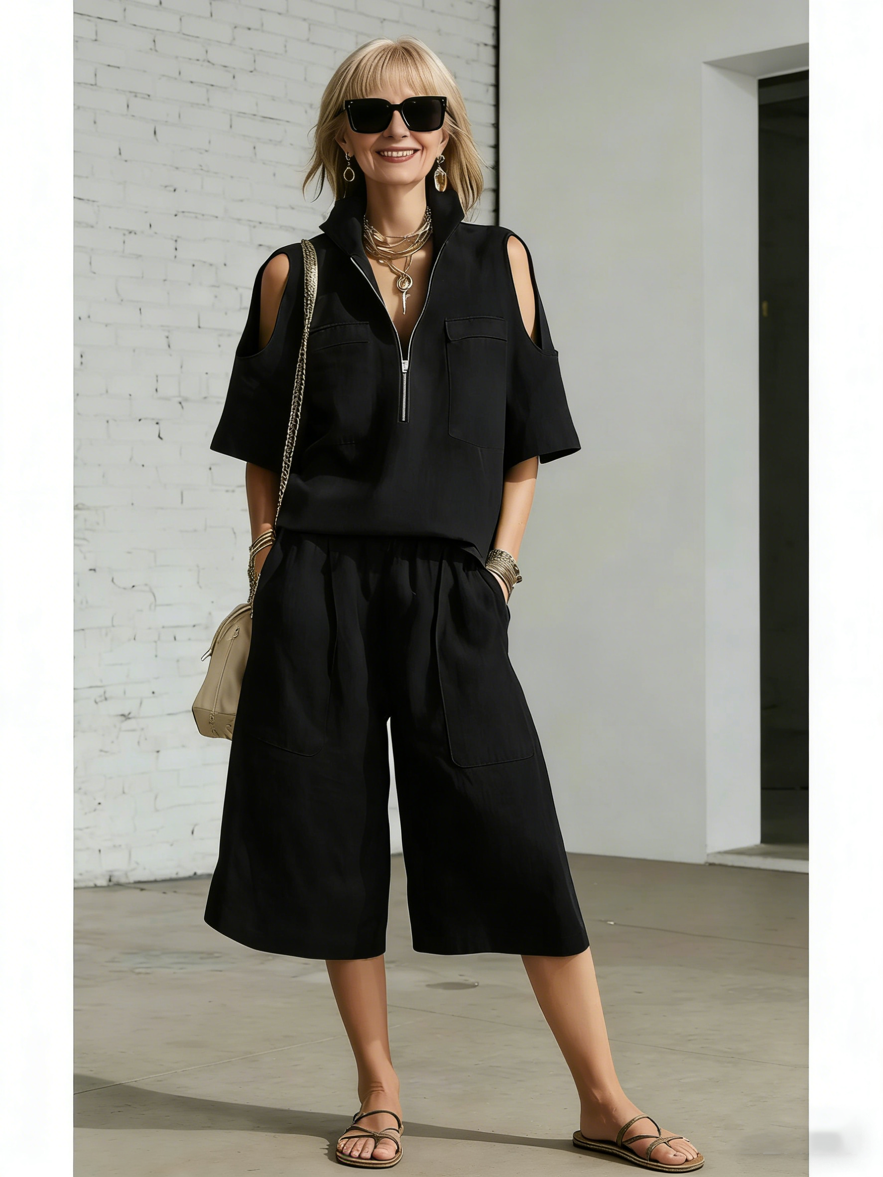 2Pcs Women's Short Sleeve Shorts Shirt Loose Pants Two-piece Set