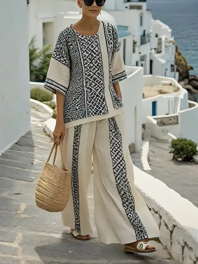 Women'S Loose Printed Pants Set