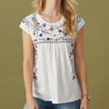 Women's Vintage Round Neck Short Sleeved Shirt