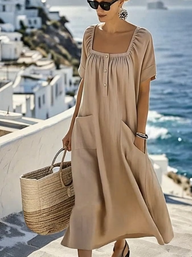 Women'S Casual Solid Color Dress
