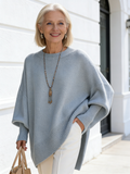 Crew Neck Pullover Knitted Sweater Women's Loose Lazy Style Solid Color Women's Sweater