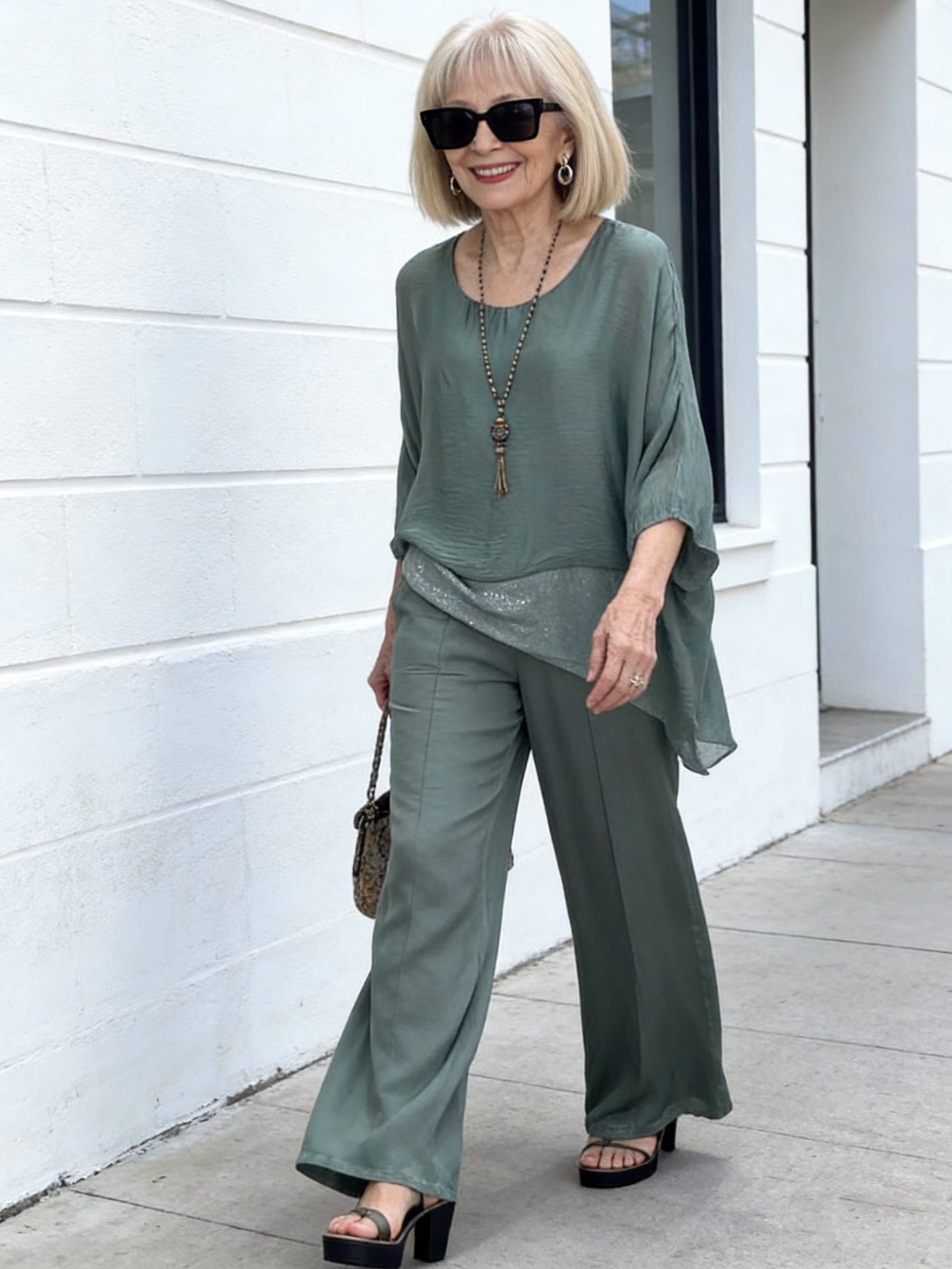 2Pcs Fashion, Shoulder Short Sleeve Pants Casual Suit