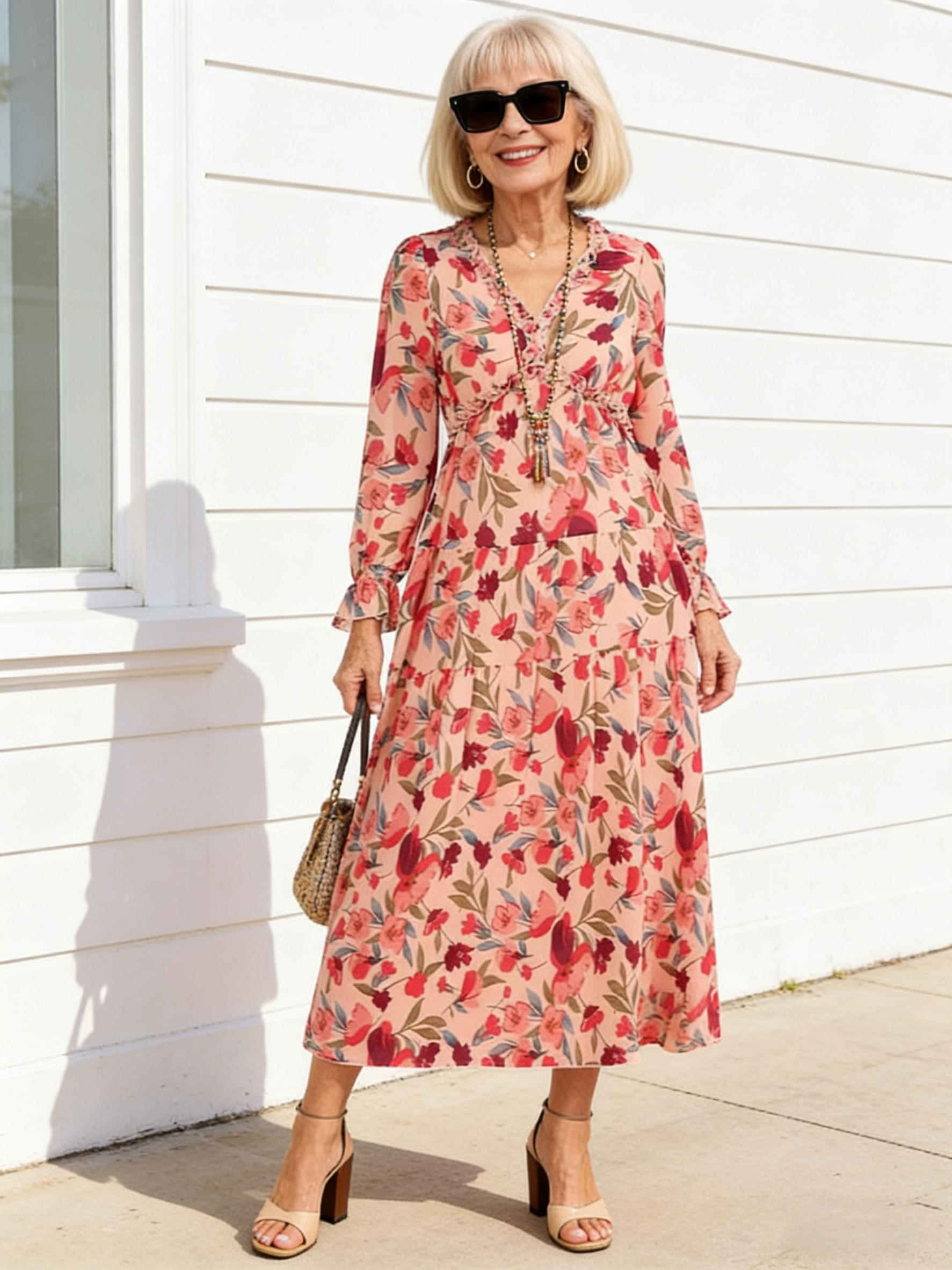 Long Sleeve Women's Fashion Printing Fairy Long Temperament Evening Dress Dress