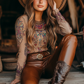 Women's West Cowboy Bohemian Elegance Ethnic Patterns Lace Crop Top