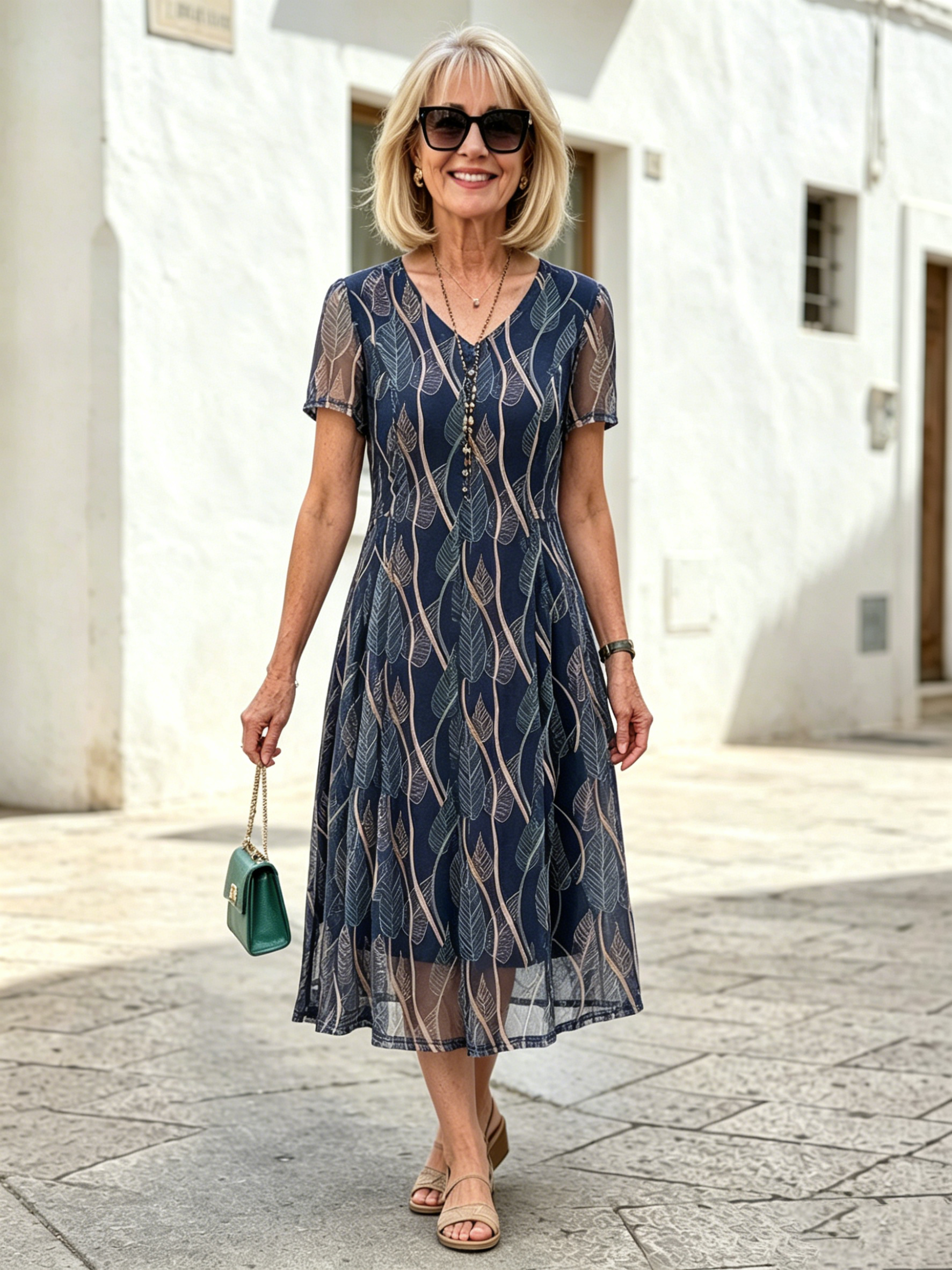 Chiffon Women's Short Sleeves Women's Double Skinny Knee Dress