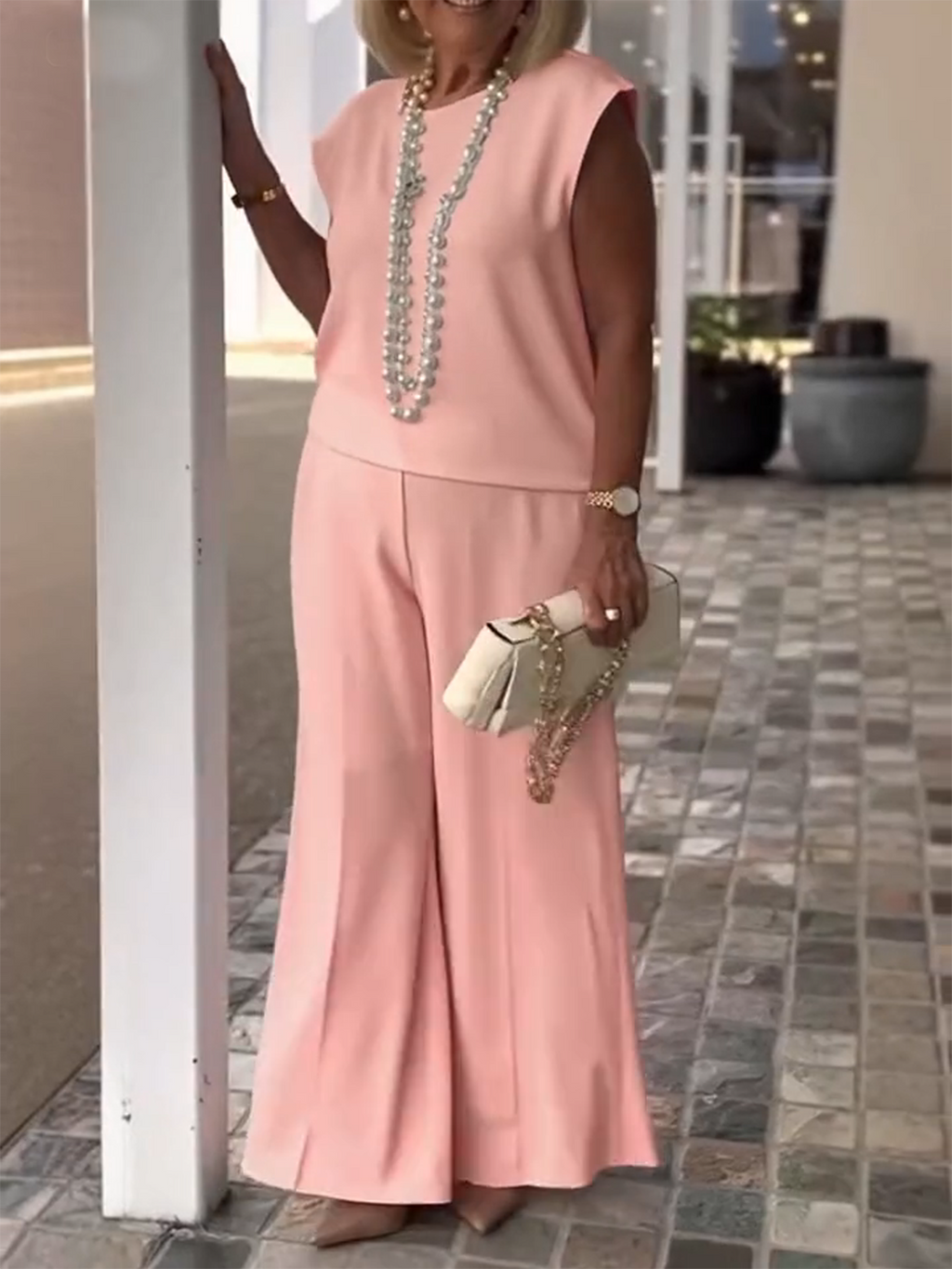 Two-piece Set Sleeveless Casual Elastic Daily Set