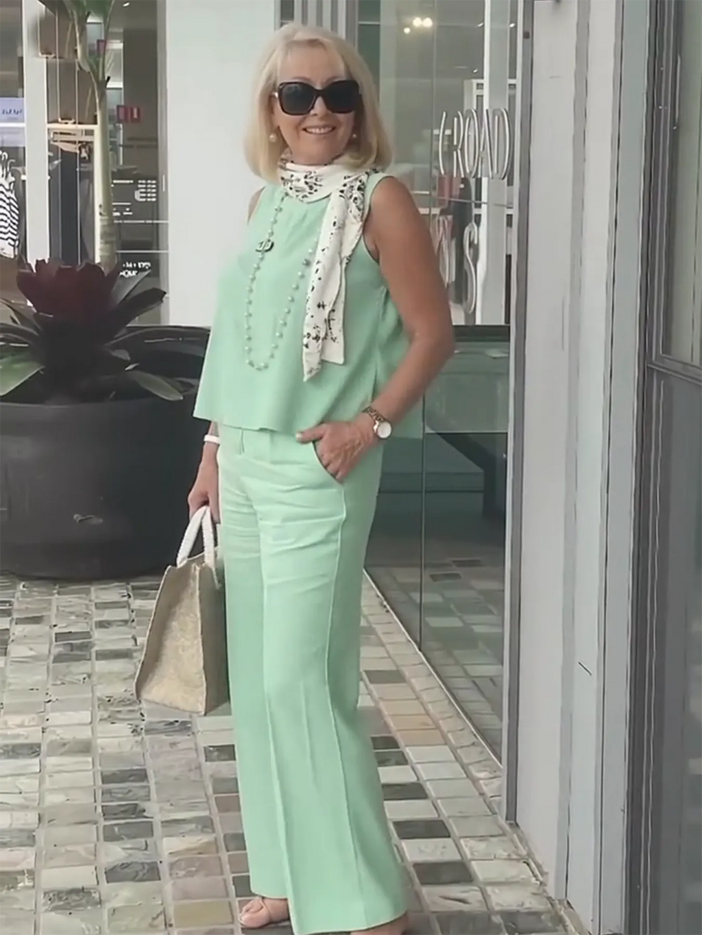 Sleeveless Solid Cotton and Linen Set for Breathable and Comfortable Holiday Two-Piece Set