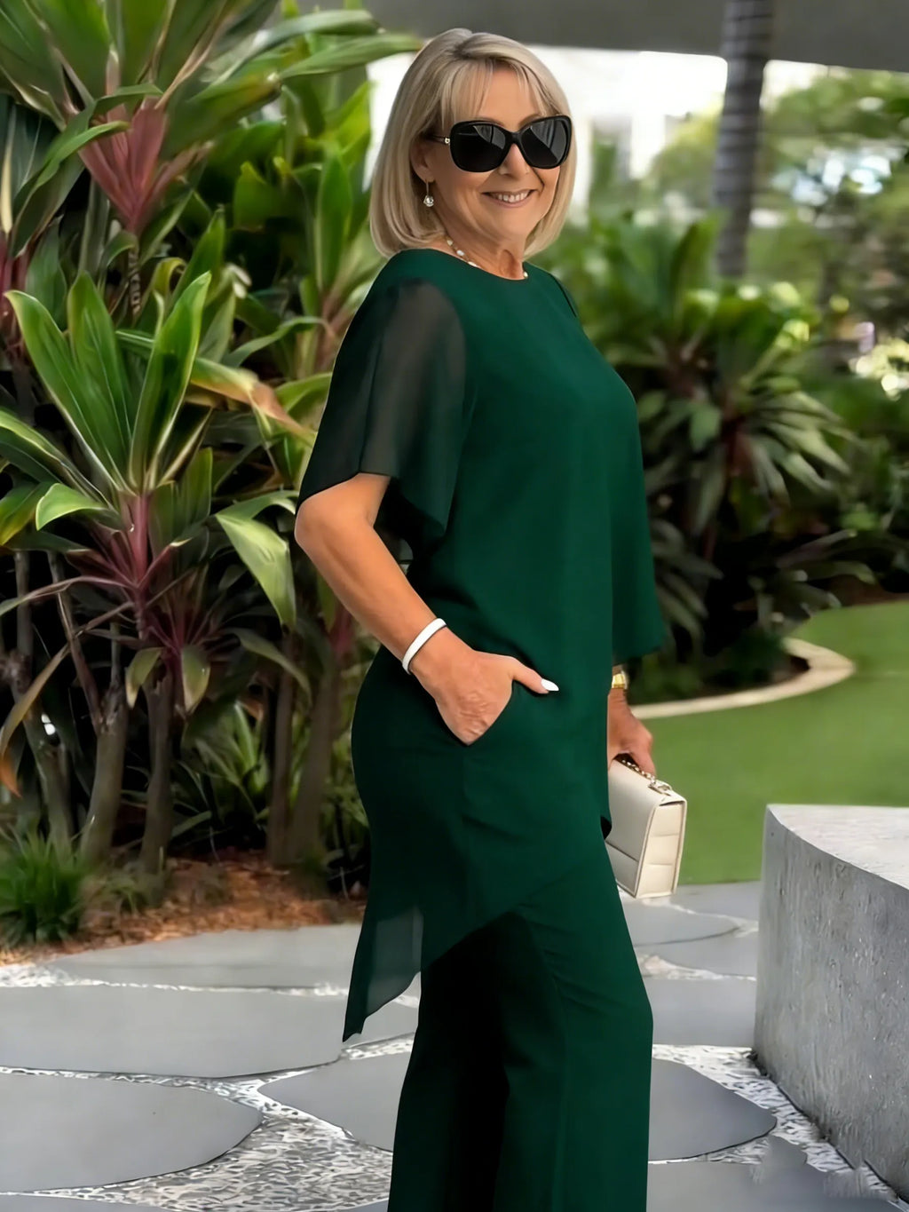 Elegant Double-layer Top and Pants Two-piece Set