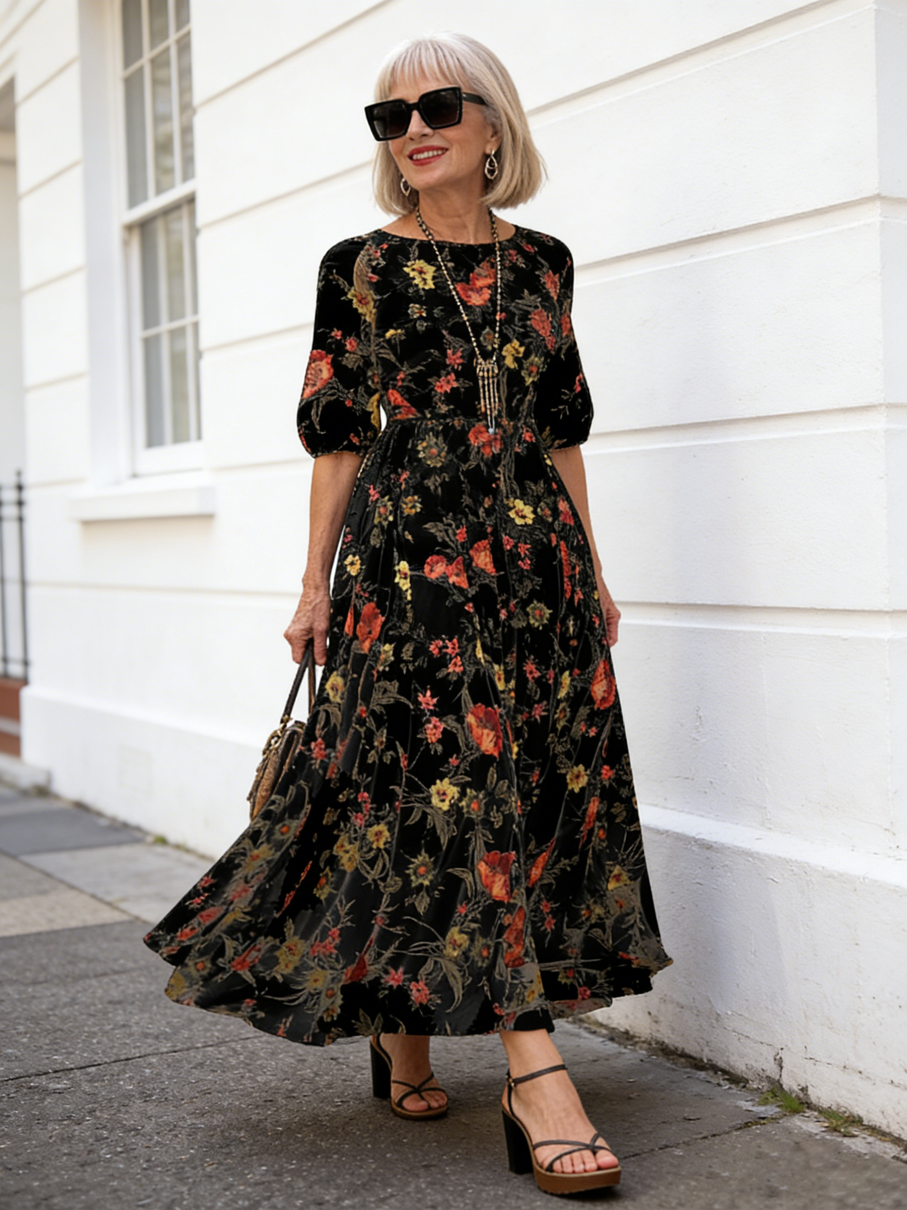 Bohemian Long Dress Printed Pendulum Temperament Chiffon Floral Slim Dress