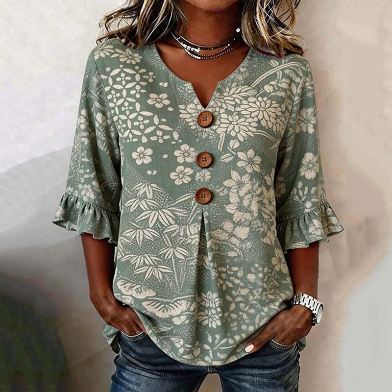 Women's Vintage Casual Floral Short-sleeve Top