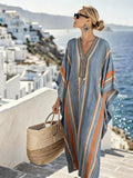 Women'S Casual Color-Block Cotton And Linen Dress