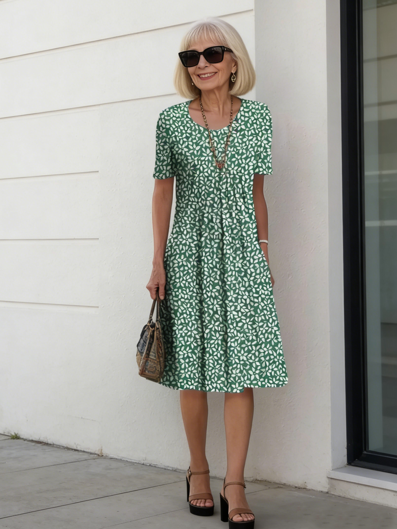 Colorful Sweet Floral round Neck Dress