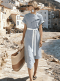 Women's Striped Short-Sleeved Casual Dress