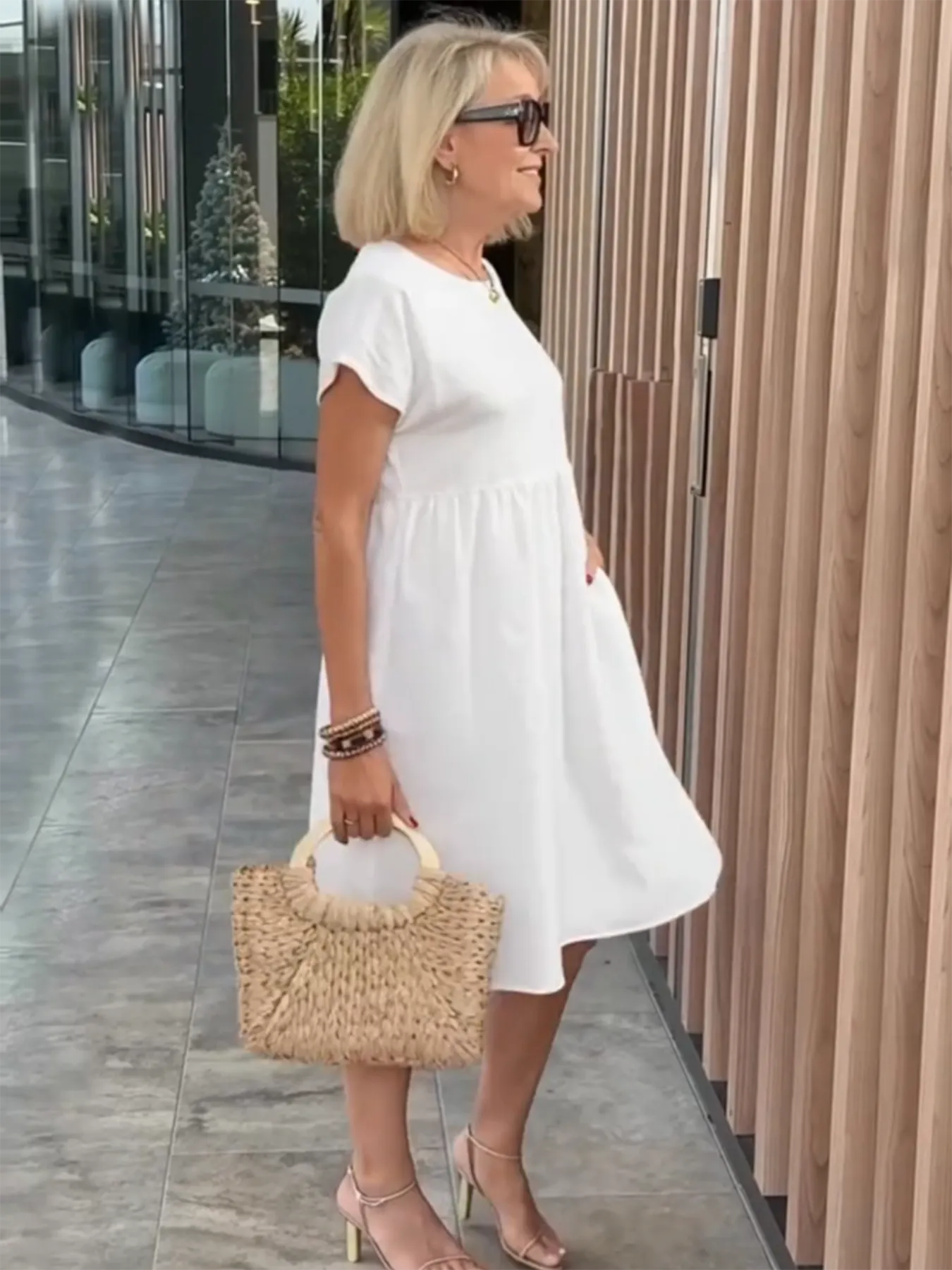 Cotton and Linen A-shaped Skirt Pocket Dress