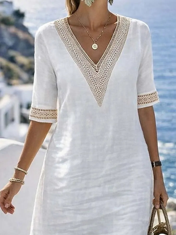 Women'S Casual Color-Block Patchwork Dress