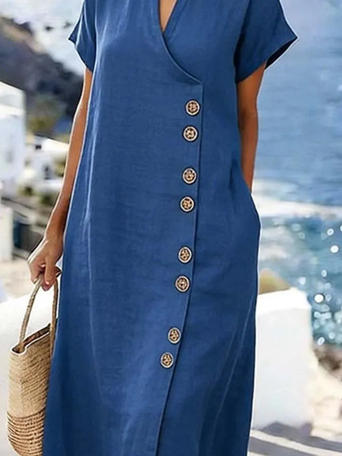 Women'S Casual Button-Down Vacation Dress