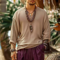 Vacation Casual V-neck Loose Long-sleeved Shirt
