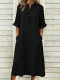 Women'S Casual Solid Color Pocket Dress