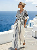Women'S Casual Crossover Top And Wide-Leg Pants Set